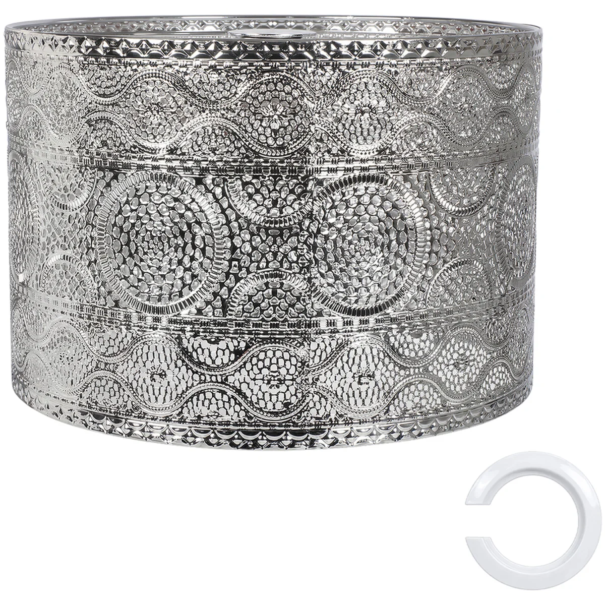 Ceiling Light Shade Moroccan Style Chrome Pendant Shade Lamp Decor - Silver – image 6