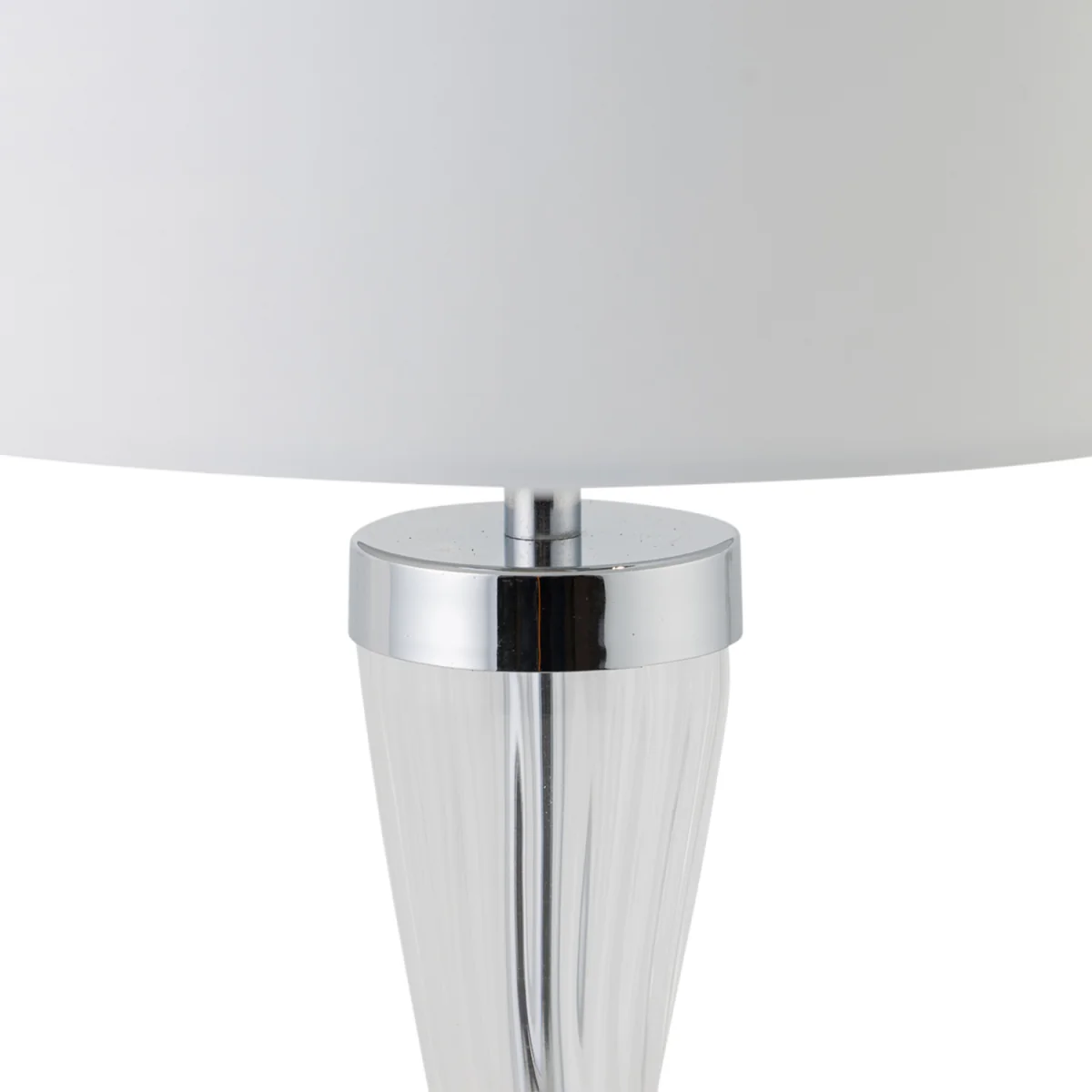 Chrome Plate Table Touch Light With White Cotton Fabric Shade - Chrome & White – image 4