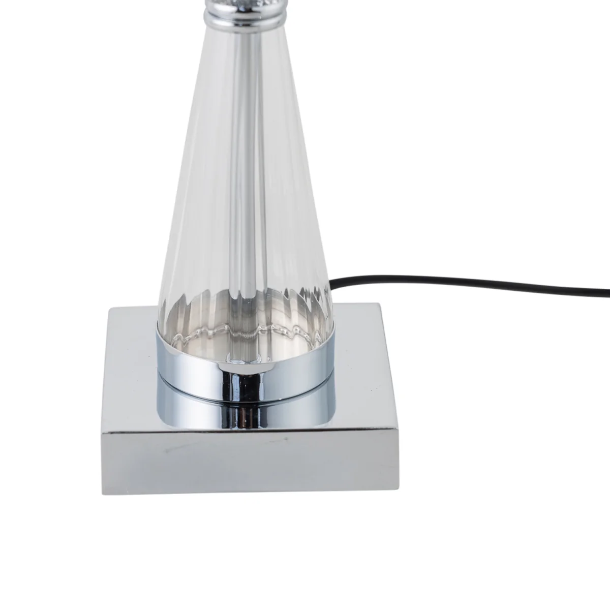 Chrome Plate Table Touch Light With White Cotton Fabric Shade - Chrome & White – image 5