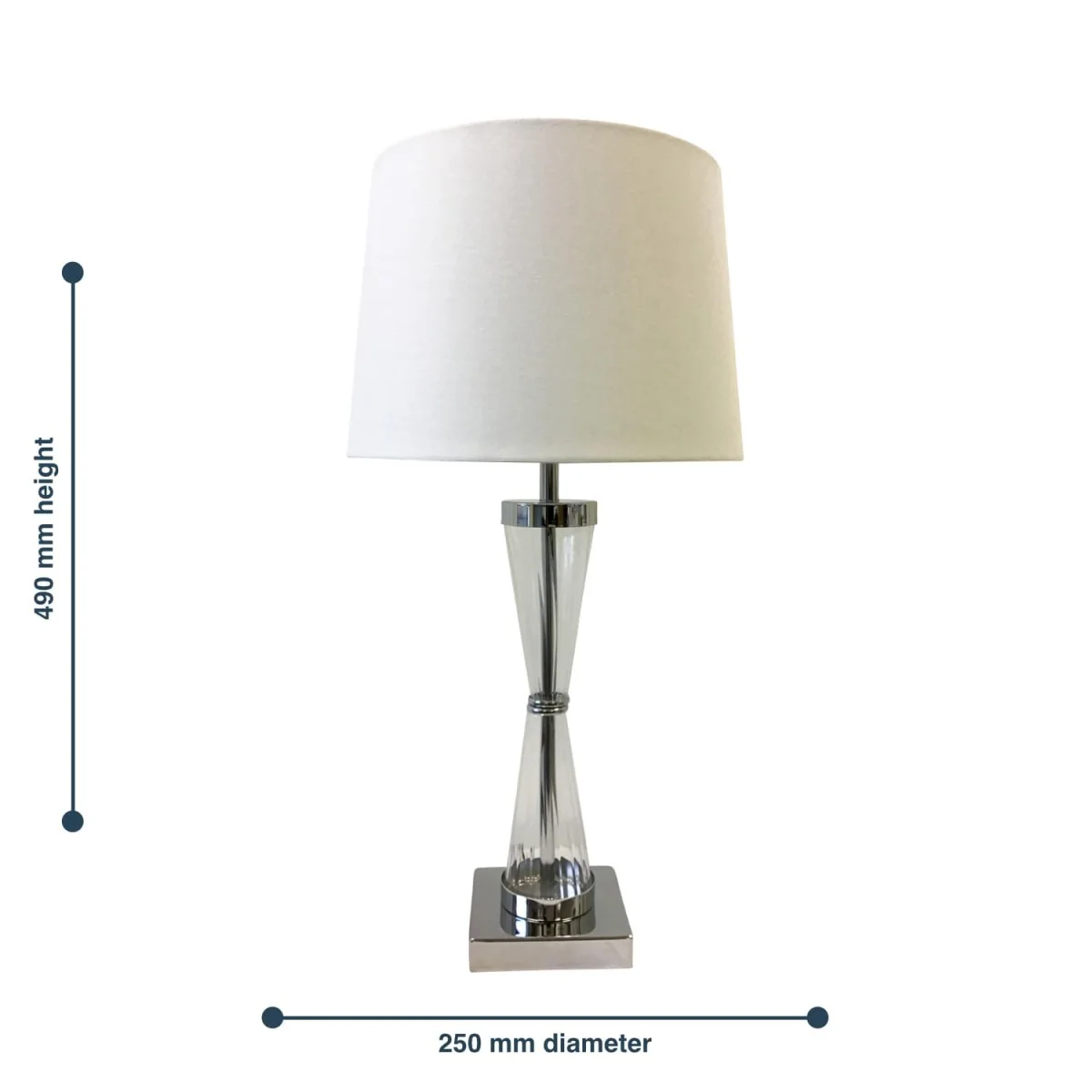 Chrome Plate Table Touch Light With White Cotton Fabric Shade - Chrome & White – image 7