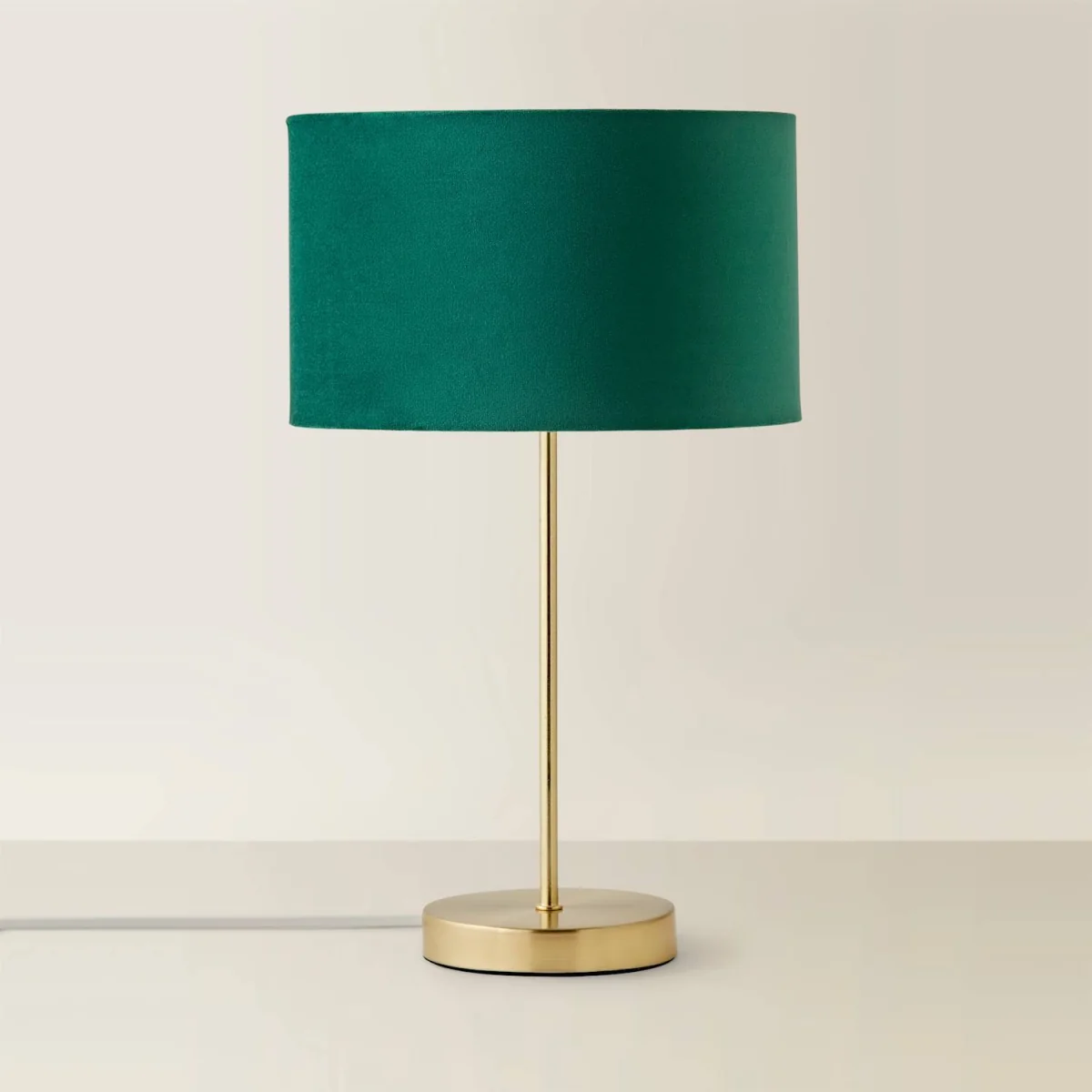 Charlie Brushed Chrome Table Lamp with Velvet Shade - Forest Green – image 5