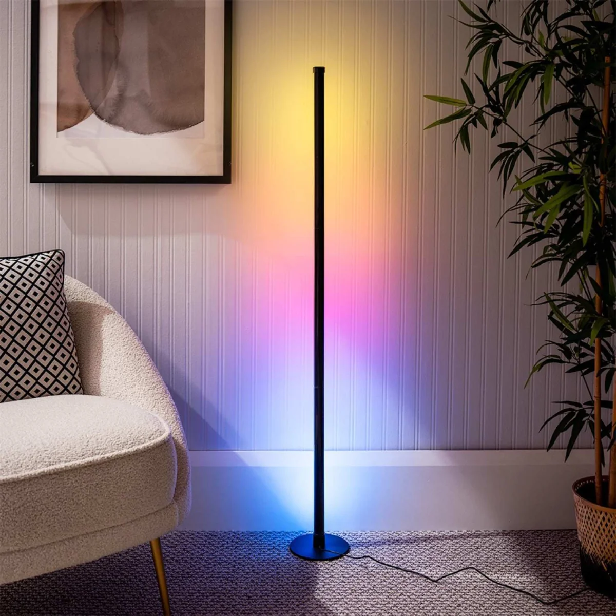 RGBIC Smart Floor Lamp Music Sync Colour Changing Neon Light Stick - USB Plug in - Black / No - Black – image 2