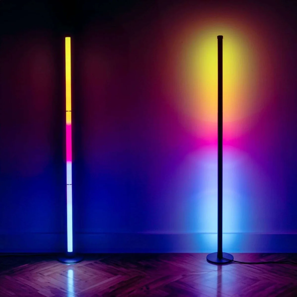 RGBIC Smart Floor Lamp Music Sync Colour Changing Neon Light Stick - USB Plug in - Black / No - Black – image 3