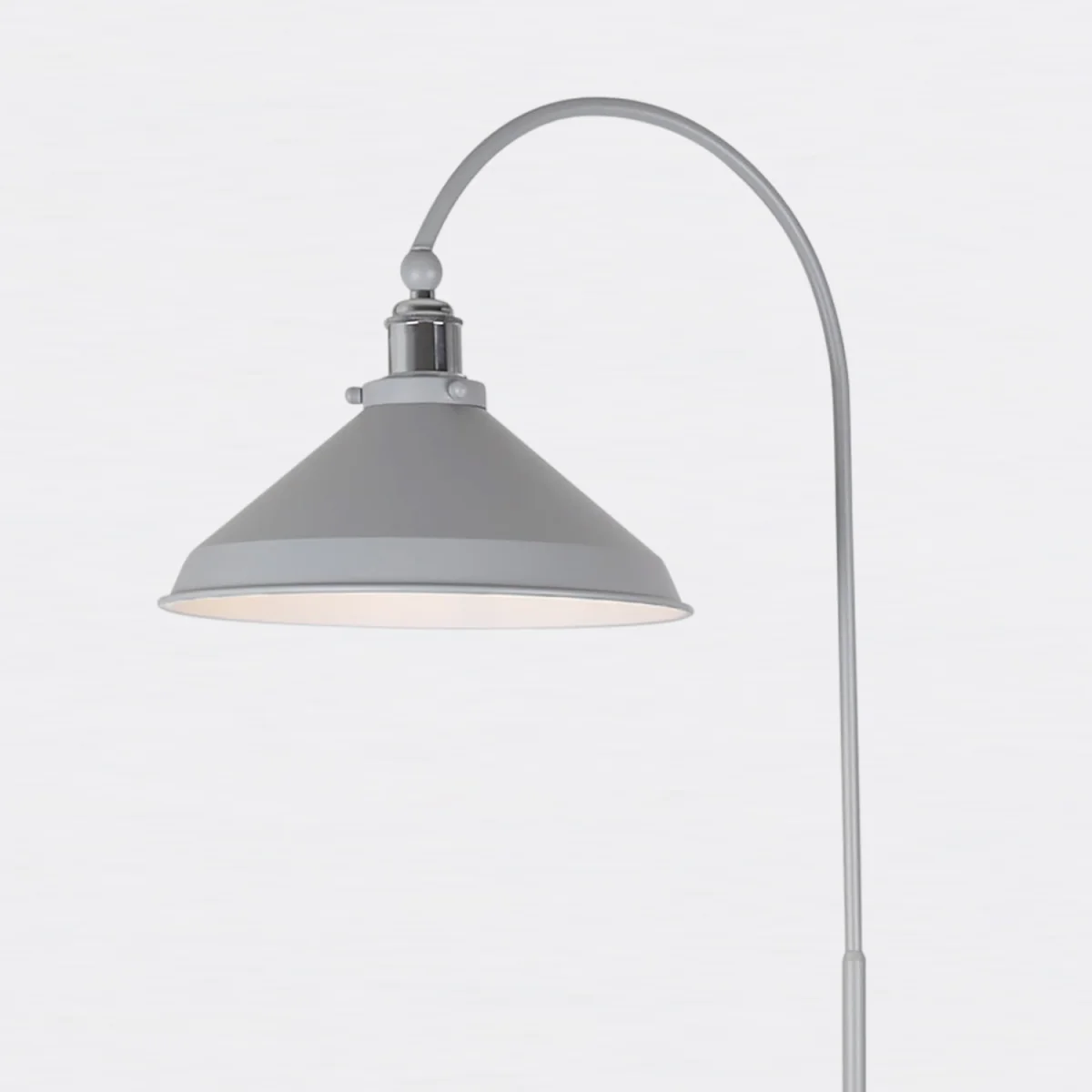 Maxwell Floor Reading Lamp - Flint Grey With Polished Chrome Plate Detail – image 4