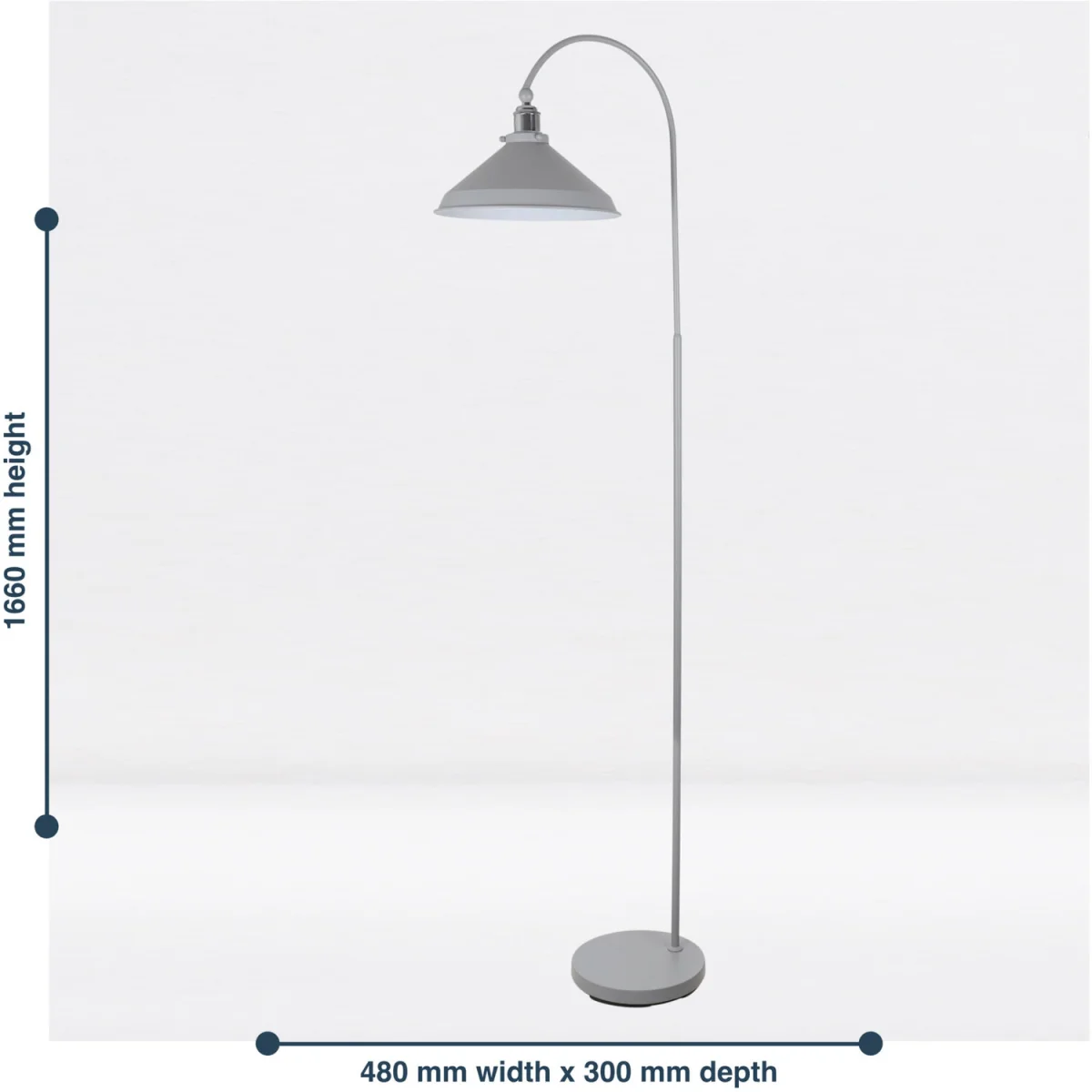 Maxwell Floor Reading Lamp - Flint Grey With Polished Chrome Plate Detail – image 5