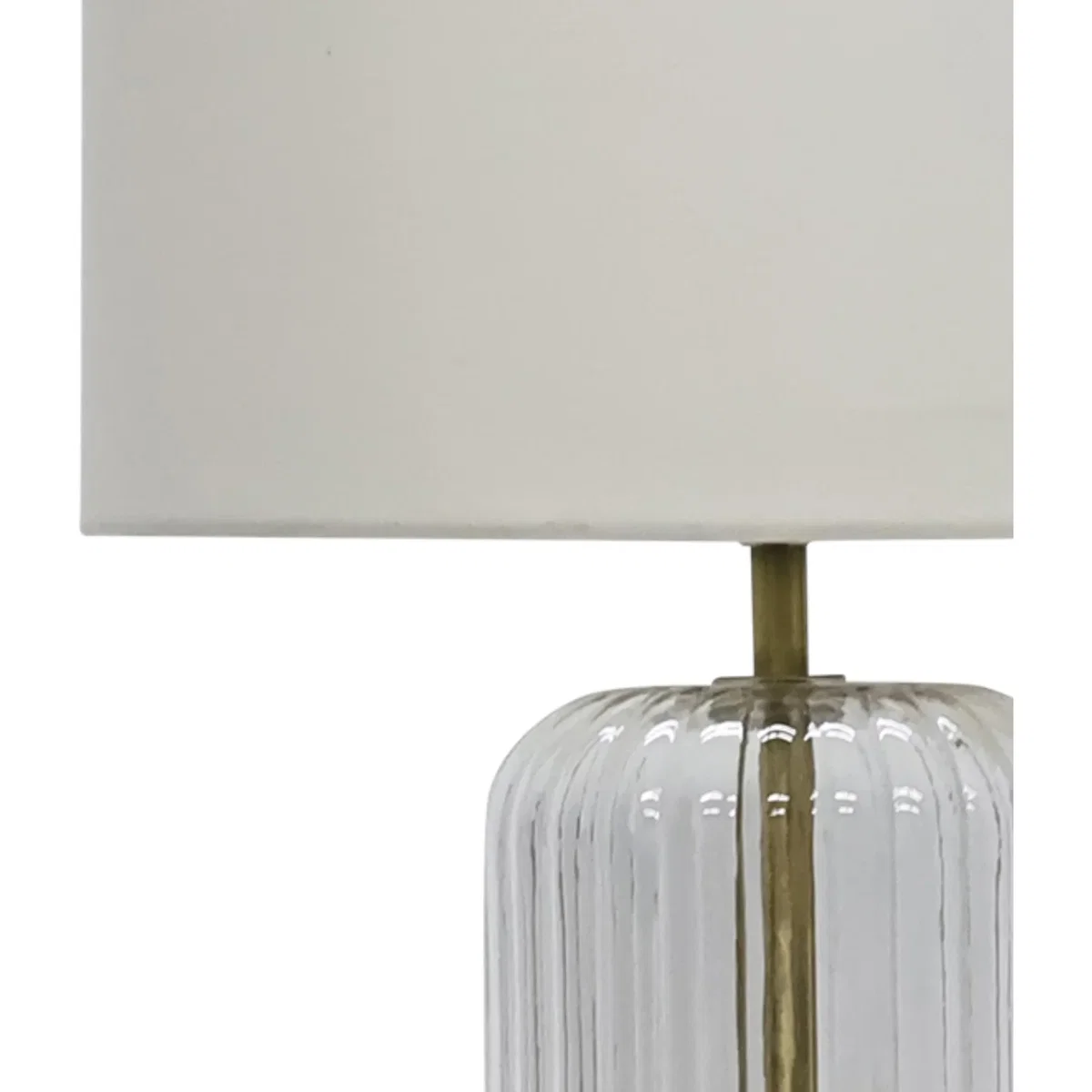 Walpole Fluted Glass Antique Brass 49cm Table Lamp With Ivory Shade - Antique Brass & Ivory – image 2