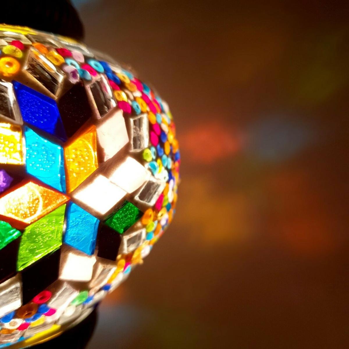 Turkish Moroccan Table Desk Lamp Mosaic Glass CE - Style -23 - Yellow – image 2