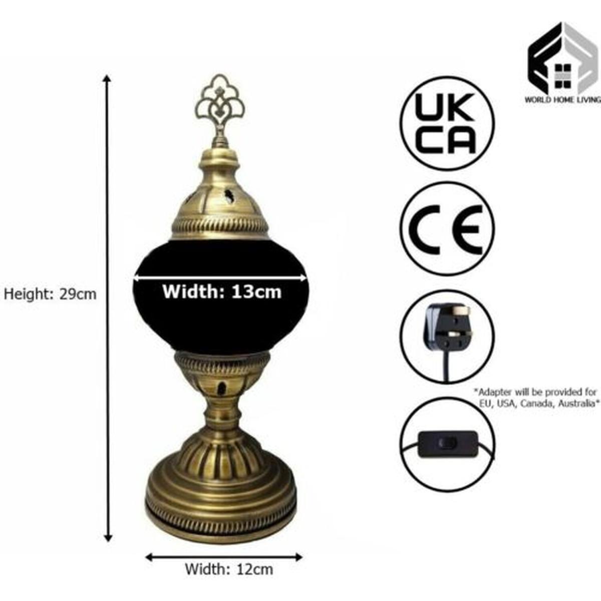 Turkish Moroccan Table Desk Lamp Mosaic Glass CE - Style -23 - Yellow – image 5