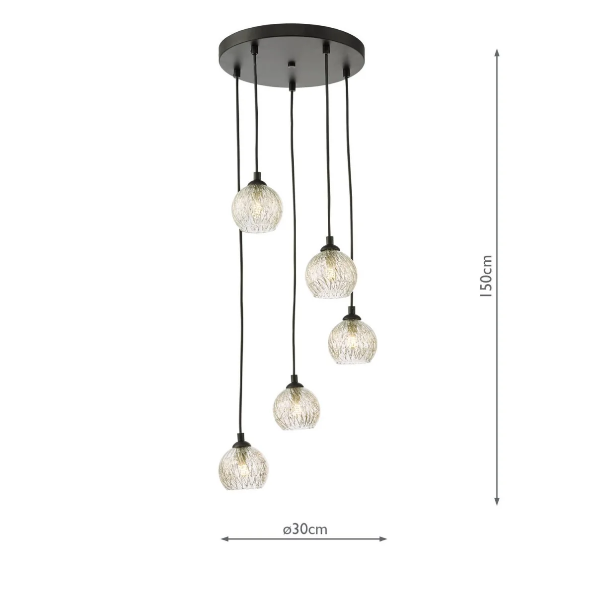 Federico 5 Light Cluster Pendant Matt Black – image 2
