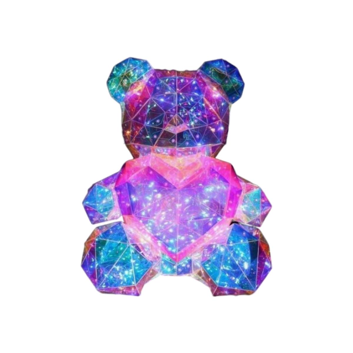Crystal LED Bear Holding Heart - White