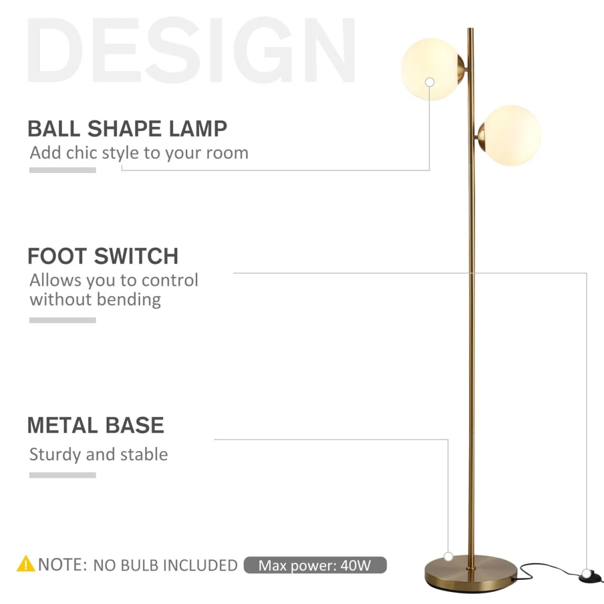 Laralima 2-Light Gold Tree Floor Lamp with Globe Shades – image 5