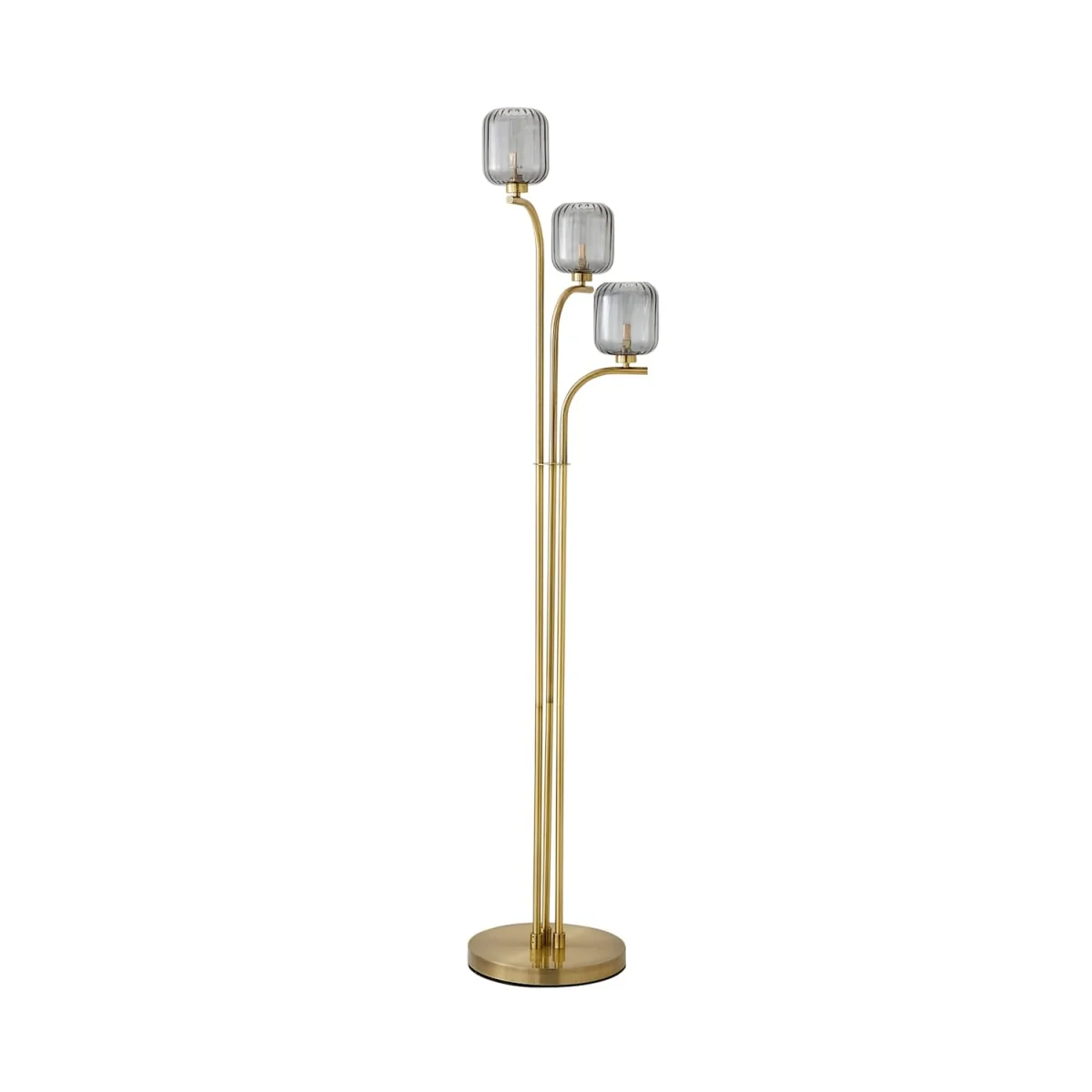 Amelie Gold Stem 3 Way Ribbed Glass Lamp Floor Light - Gold / Yes - Gold – image 2