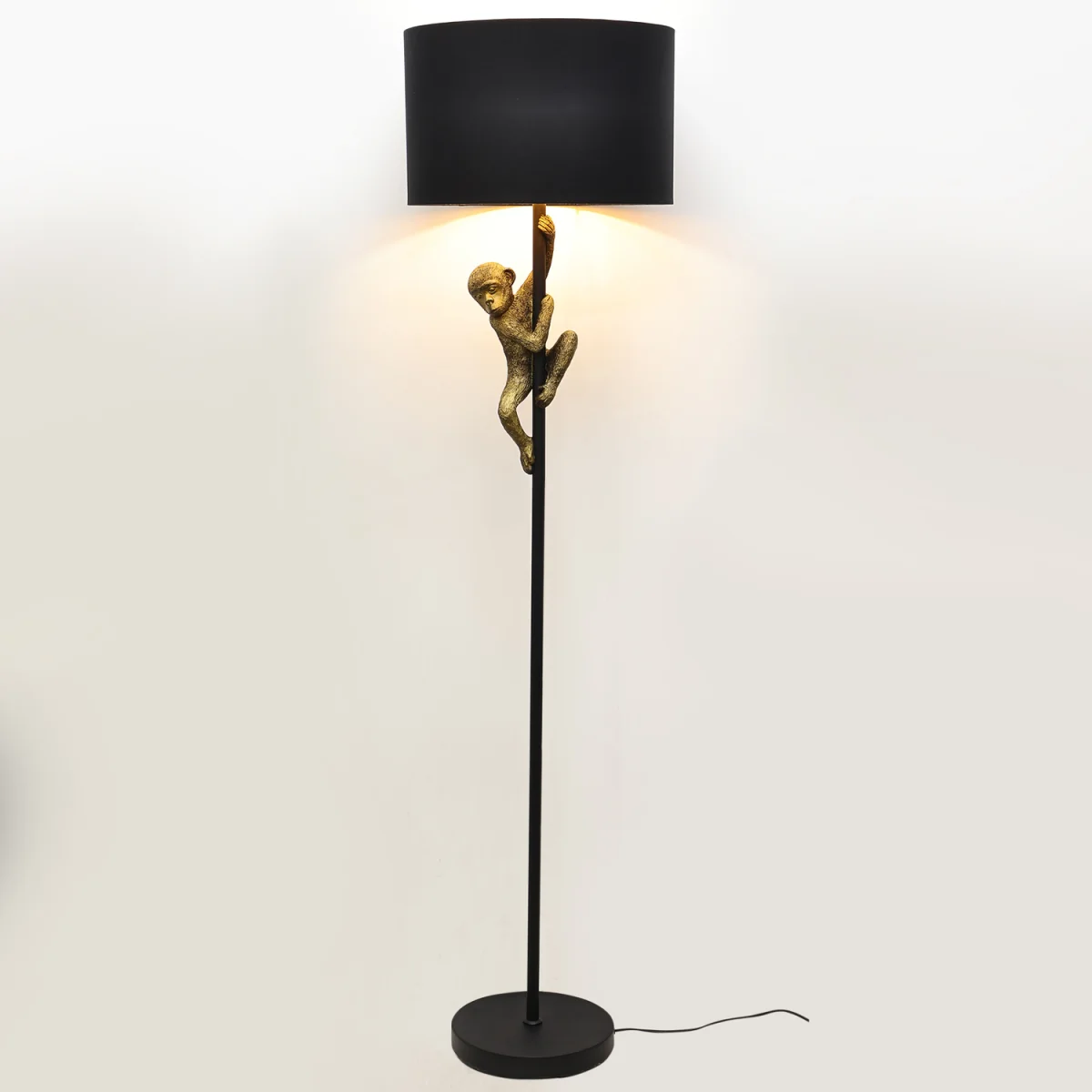 Norman Floor Lamp - Matt Black With Gold Resin Detail And Black Cotton – image 2