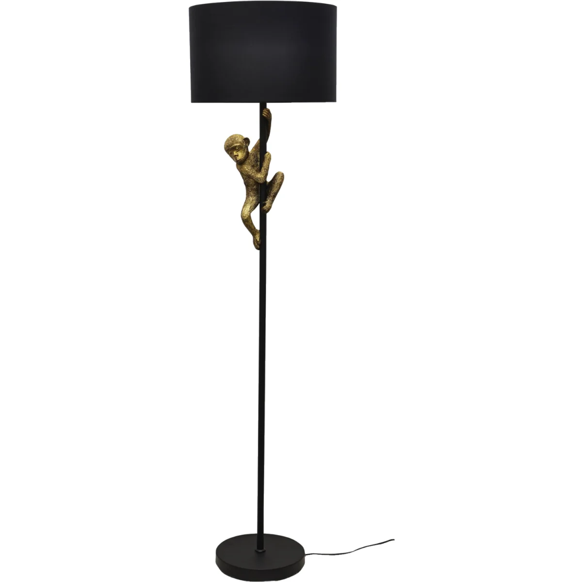 Norman Floor Lamp - Matt Black With Gold Resin Detail And Black Cotton – image 3