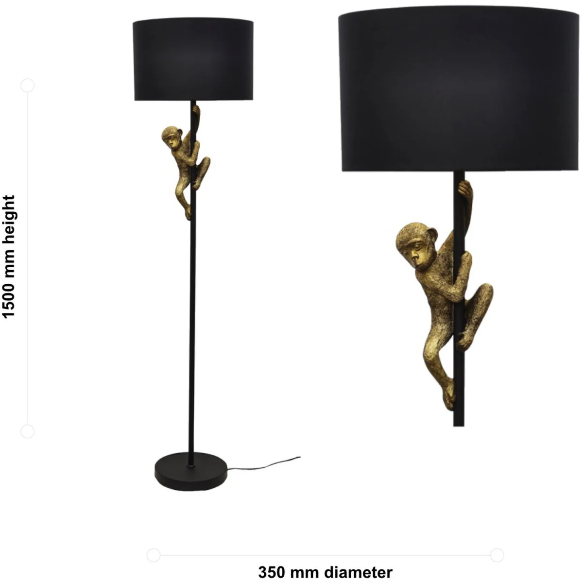 Norman Floor Lamp - Matt Black With Gold Resin Detail And Black Cotton – image 5