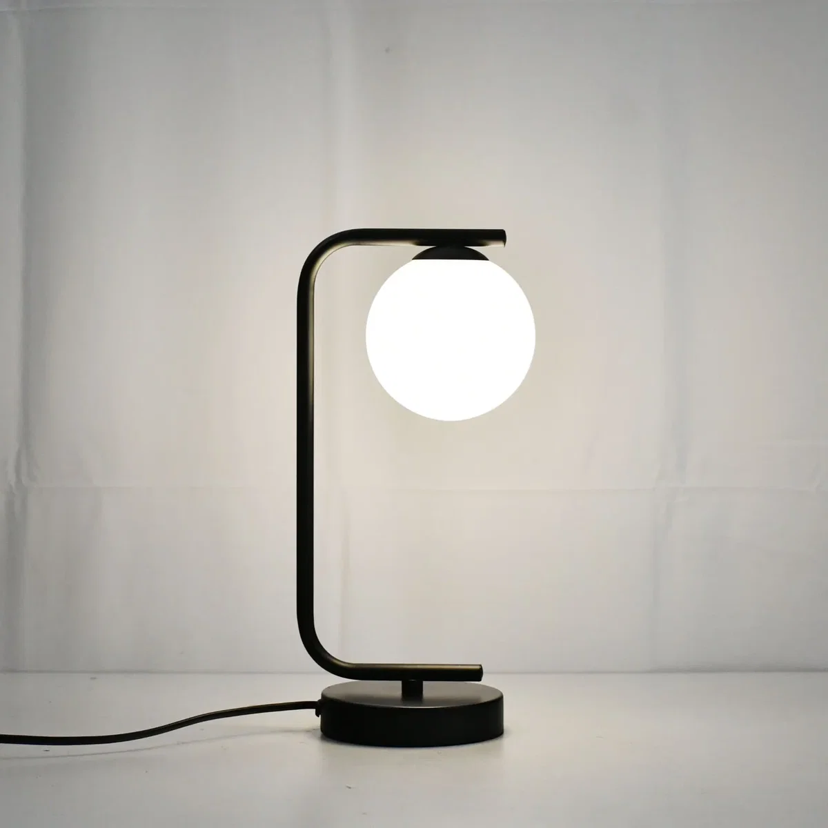 Set Of 2 Grosvenor  Black Table Lights With Glass Globes - Black & White – image 2