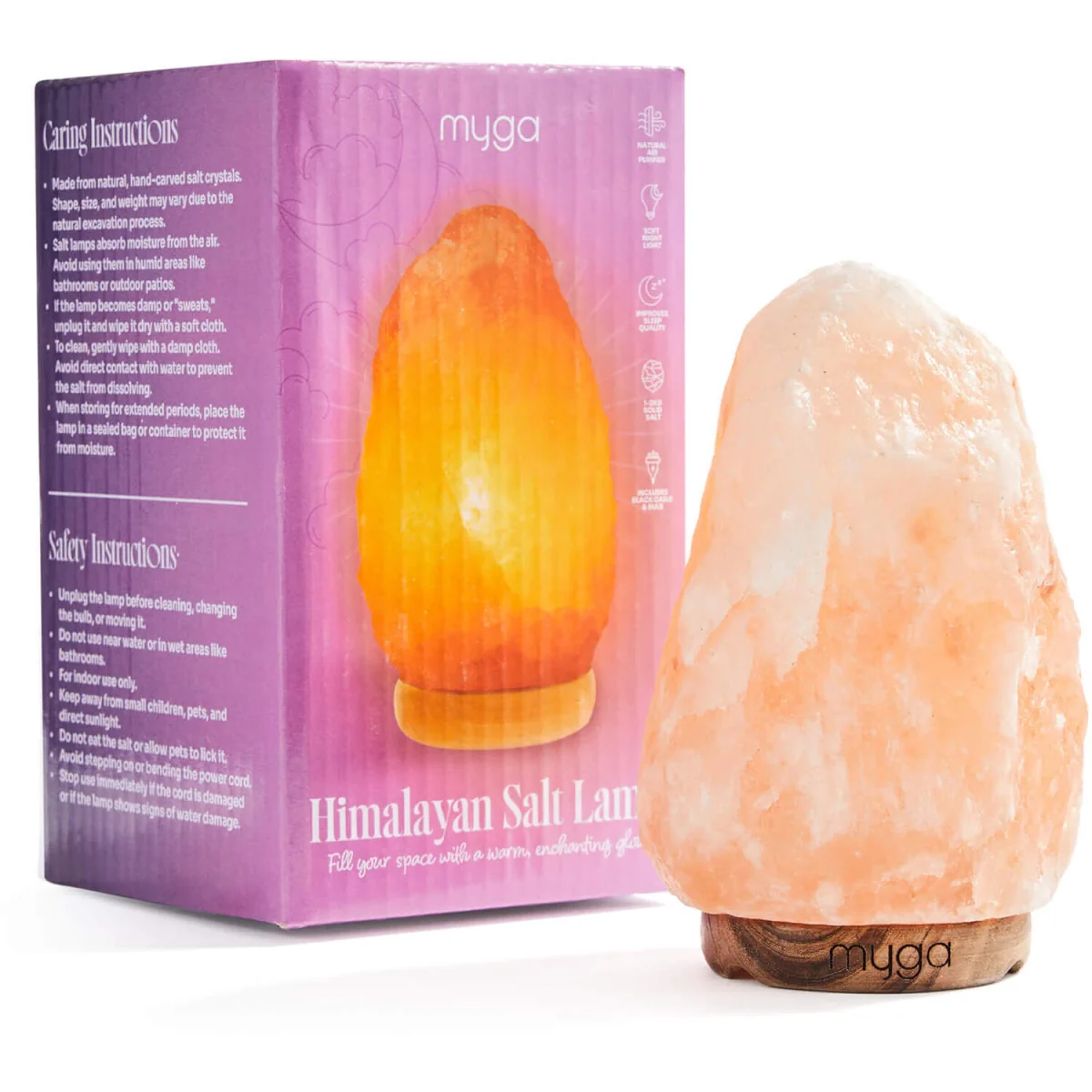 Myga Medium Himalayan Salt Lamp - 2-3kg - Himalayan Pink Salt / 15cm – image 4