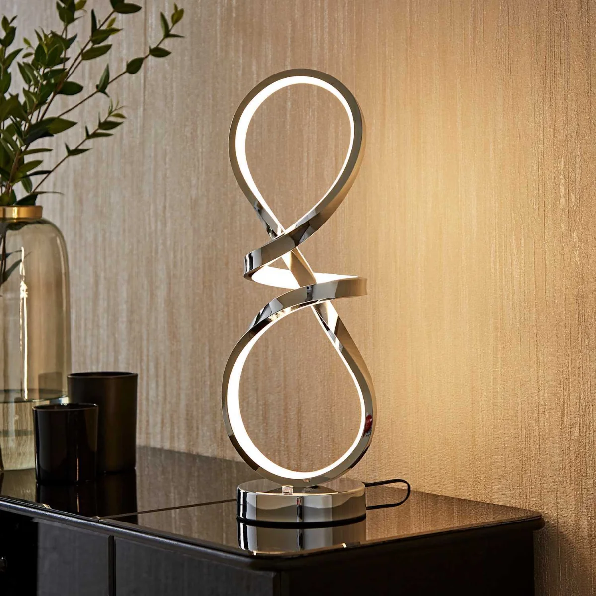 Infinity Swirl Integrated LED Touch Dimmer Table Lamp - Chrome – image 3