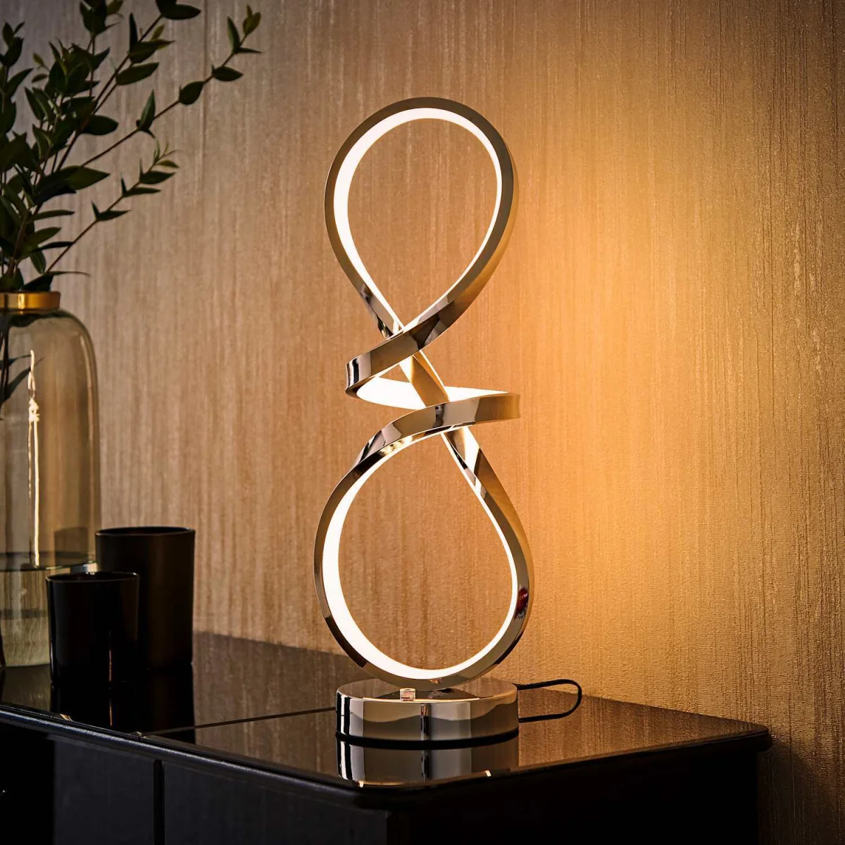 Infinity Swirl Integrated LED Touch Dimmer Table Lamp - Chrome – image 4