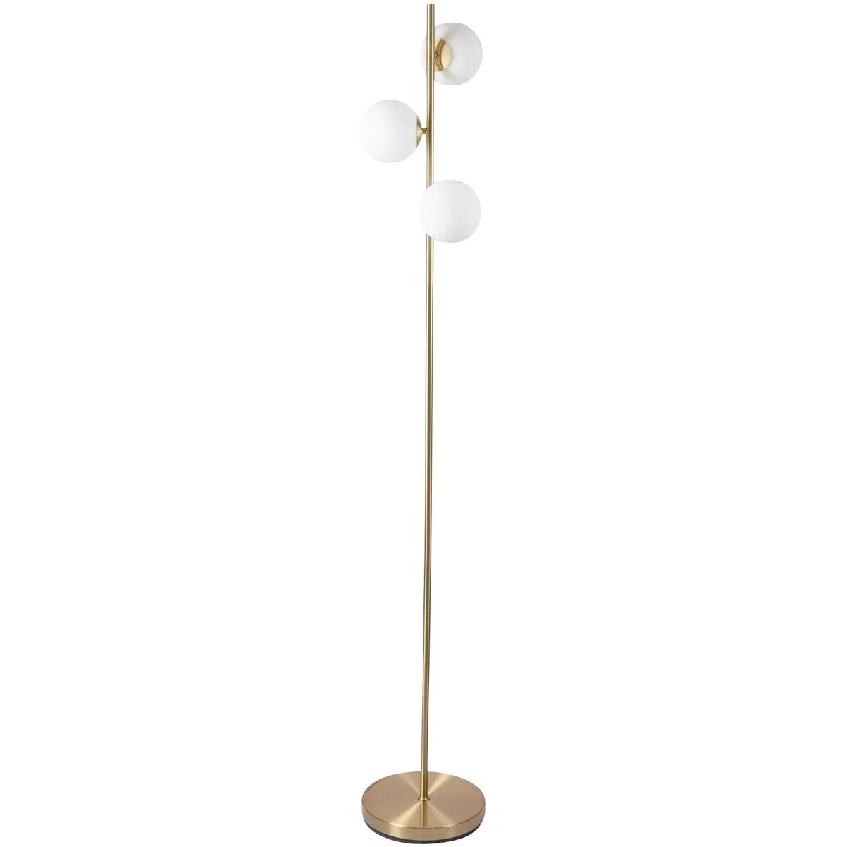Pair Of Satin Brass Floor Lamps With Opal Globe Shades - Satin Brass & White – image 2