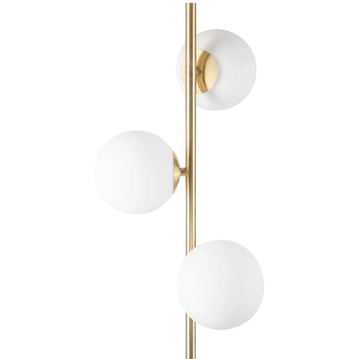 Pair Of Satin Brass Floor Lamps With Opal Globe Shades - Satin Brass & White – image 3