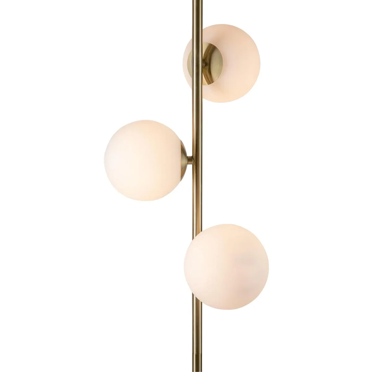Pair Of Satin Brass Floor Lamps With Opal Globe Shades - Satin Brass & White – image 4