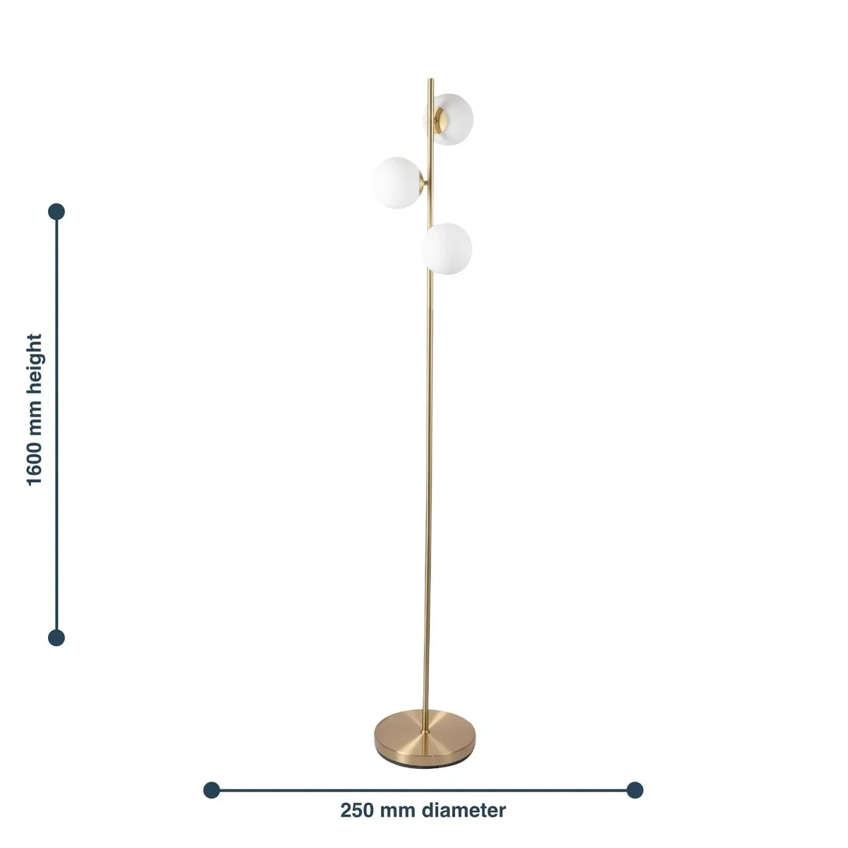 Pair Of Satin Brass Floor Lamps With Opal Globe Shades - Satin Brass & White – image 7