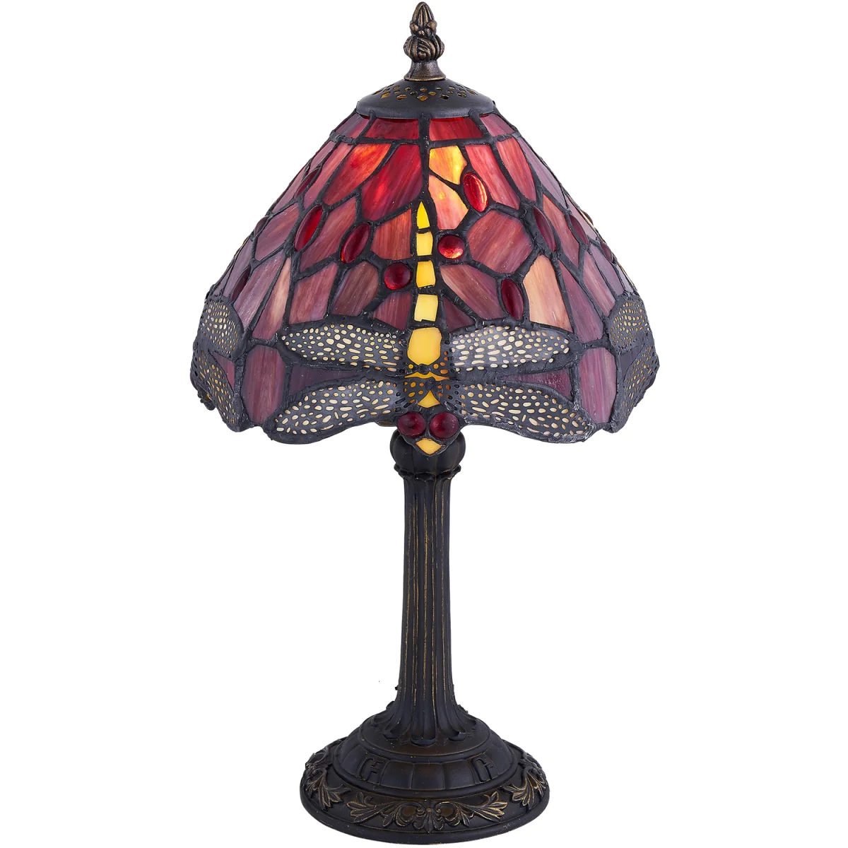Set Of 2 Lysa Table Lamp With Shades - Antique Brass And Tiffany Decorated Glass – image 3
