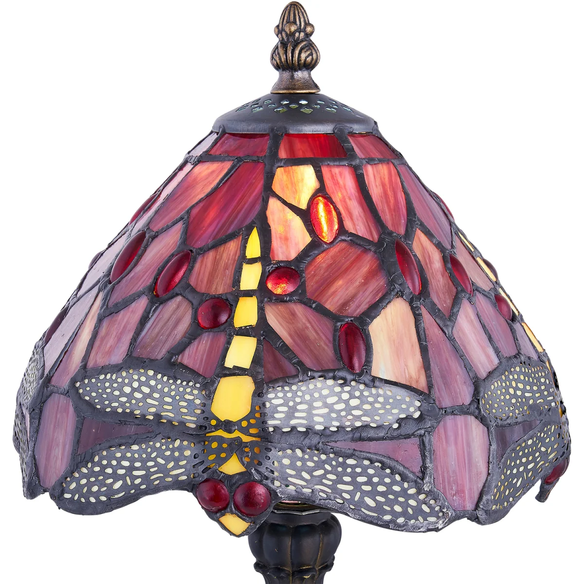 Set Of 2 Lysa Table Lamp With Shades - Antique Brass And Tiffany Decorated Glass – image 4