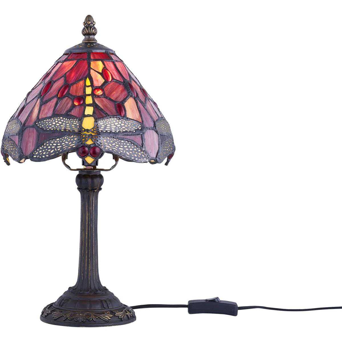 Set Of 2 Lysa Table Lamp With Shades - Antique Brass And Tiffany Decorated Glass – image 7