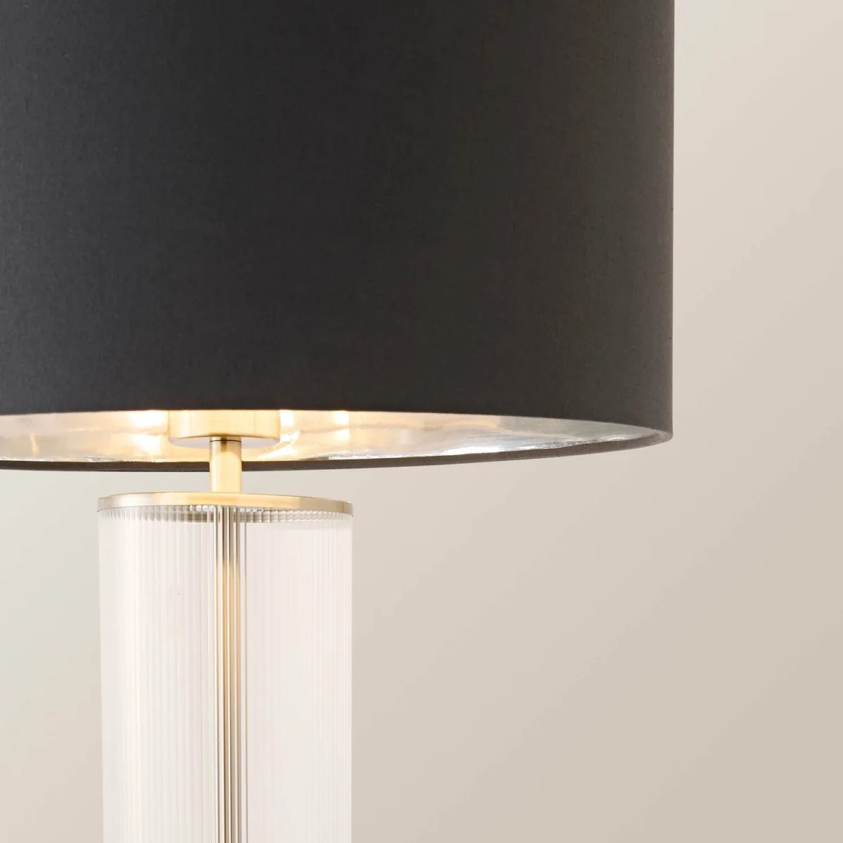 Calin Chrome Rib Glass Table Lamp Metallic Inner Shade - Charcoal Chrome / No - Brushed Chrome / Yes – image 6