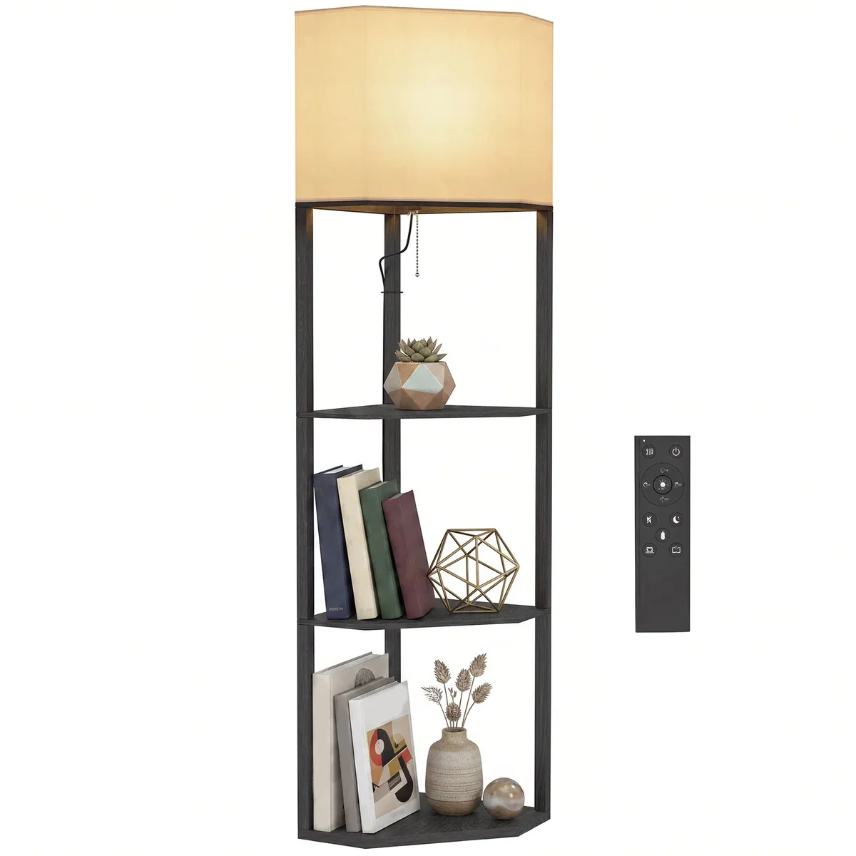 HOMCOM Corner Floor Lamp with Shelves B31-315V70RB - Black – image 9