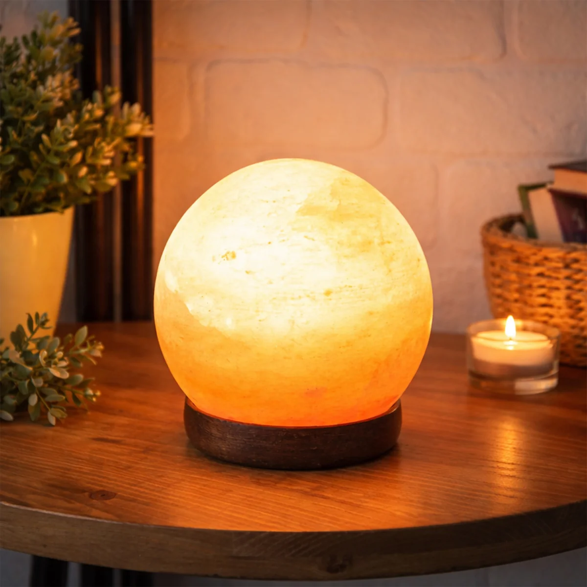 Himalayan Rock Salt Lamp 5" Sphere Natural Crystal Night Light - Orange