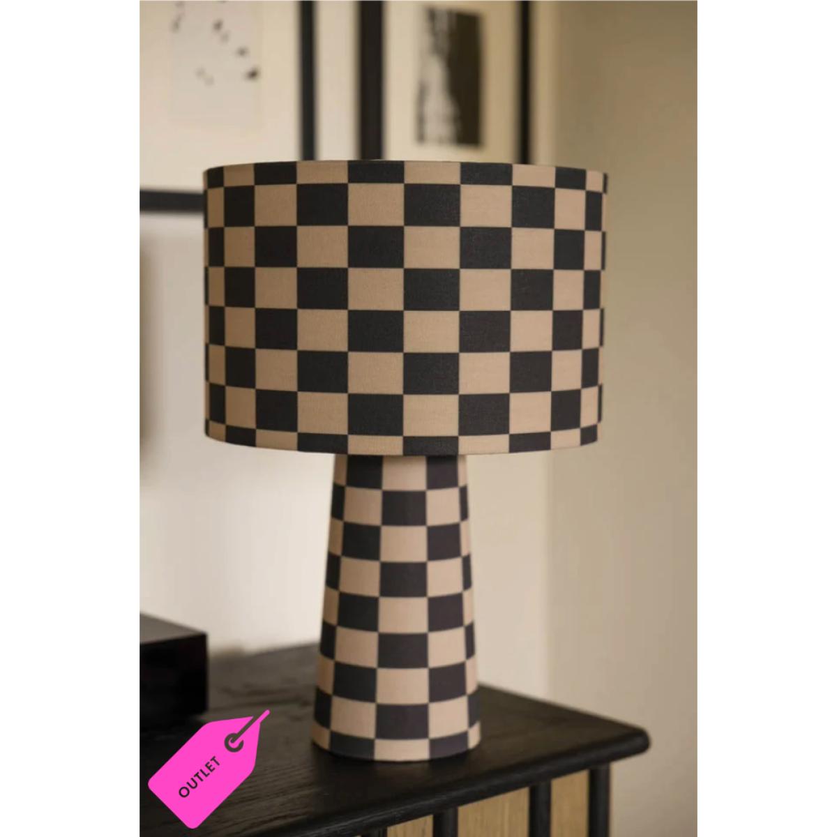 Charcoal & Natural Checkerboard Table Lamp - SECONDS – image 2