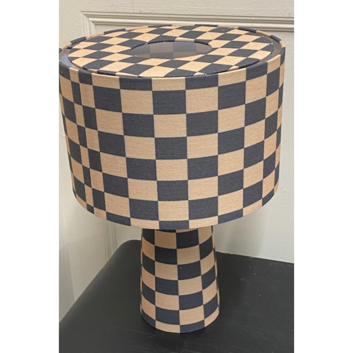 Charcoal & Natural Checkerboard Table Lamp - SECONDS – image 3