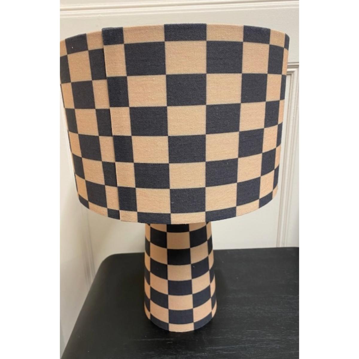 Charcoal & Natural Checkerboard Table Lamp - SECONDS – image 5