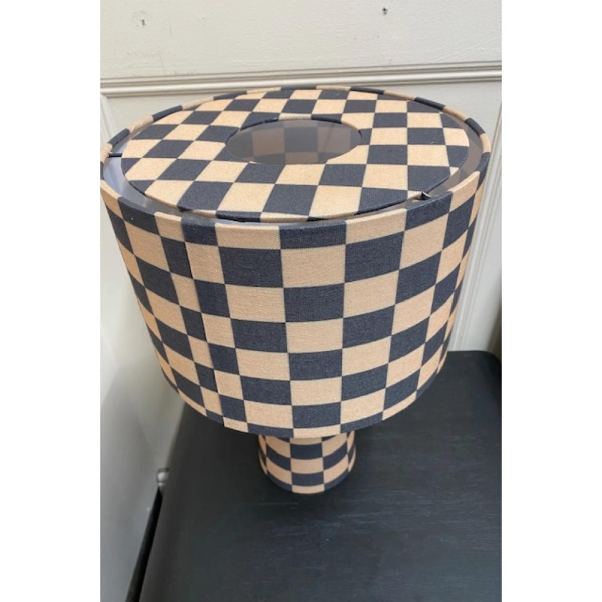 Charcoal & Natural Checkerboard Table Lamp - SECONDS – image 6