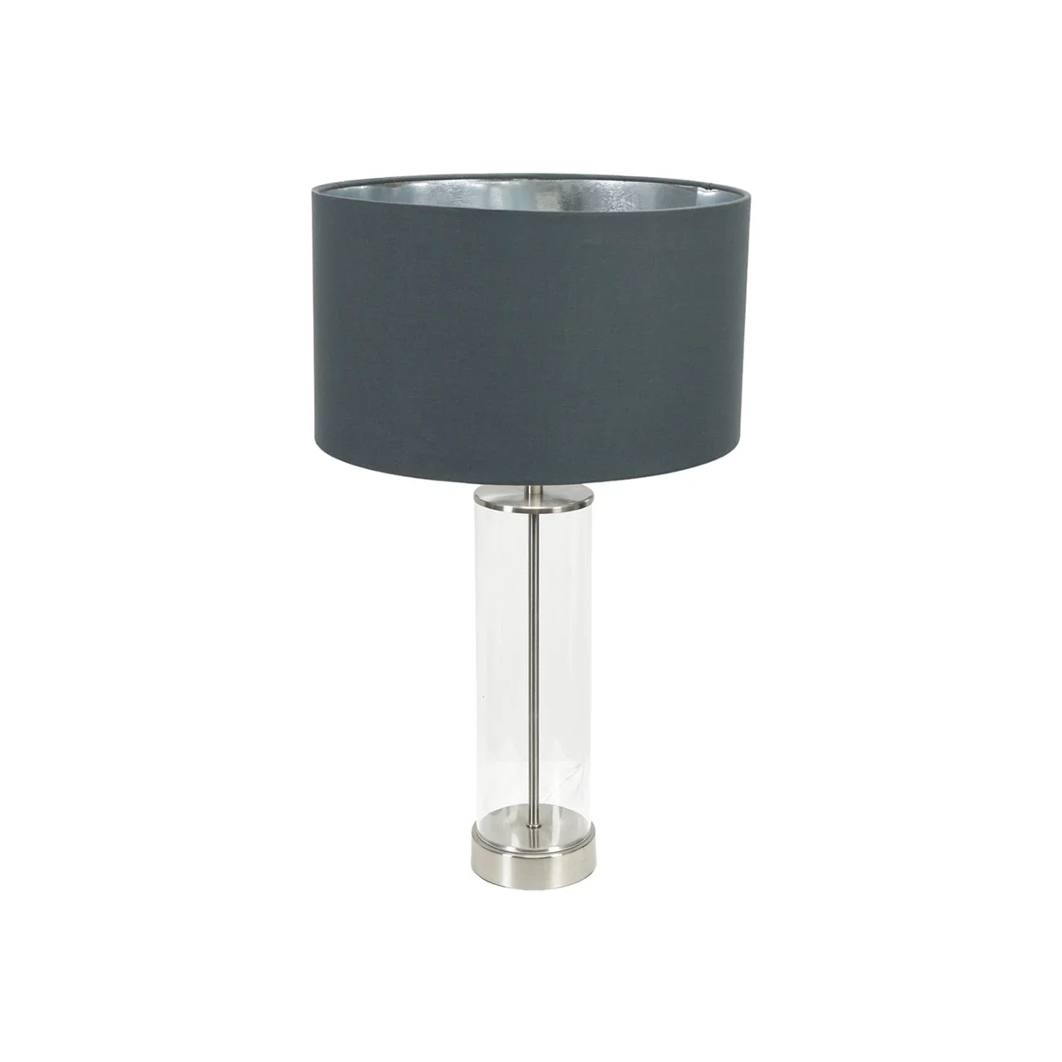 Balan Glass with Chrome Table Lamp and Charcoal with Metallic Chrome Inner Shade - Charcoal
