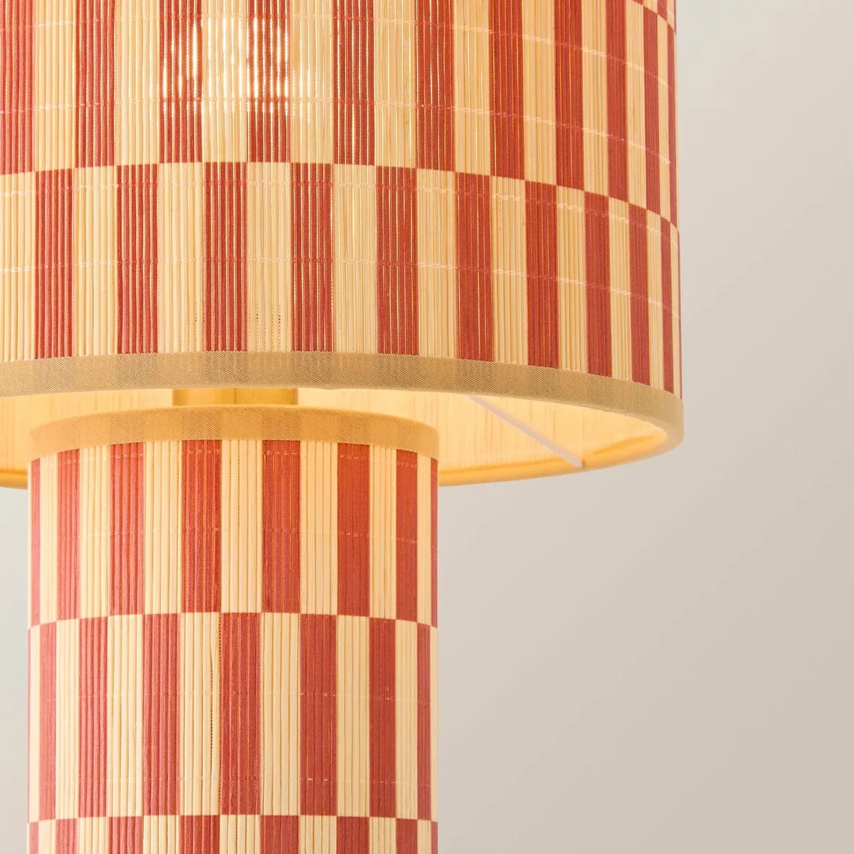 Lori Orange Checkerboard Print Bamboo Table Lamp / Yes - Orange – image 5
