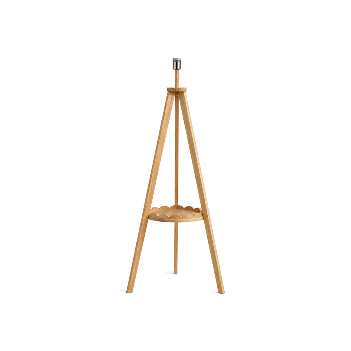 Morrigan Scallop Shelf Tripod Floor Lamp Base Only - Mid Wood
