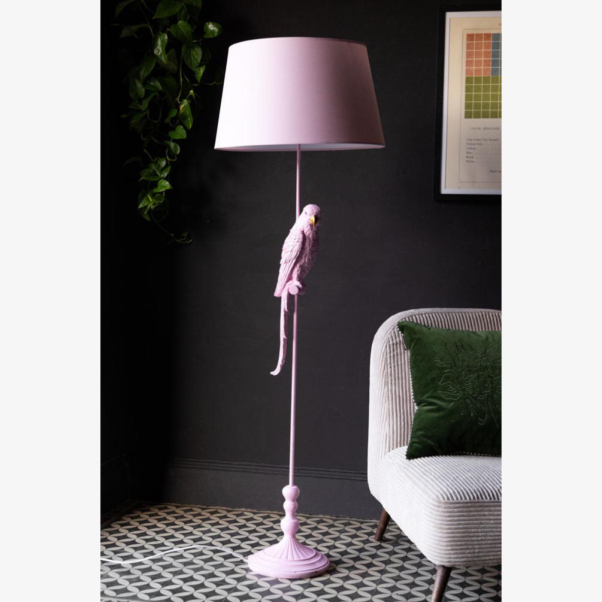 Pretty Pink Parrot Floor Lamp with Shade – image 1