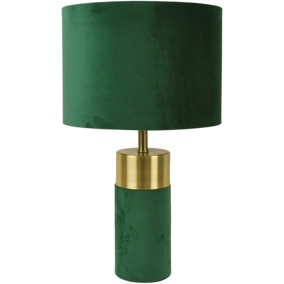 Green Velvet With Antique Brass Detail Table Lamp - Green – image 2