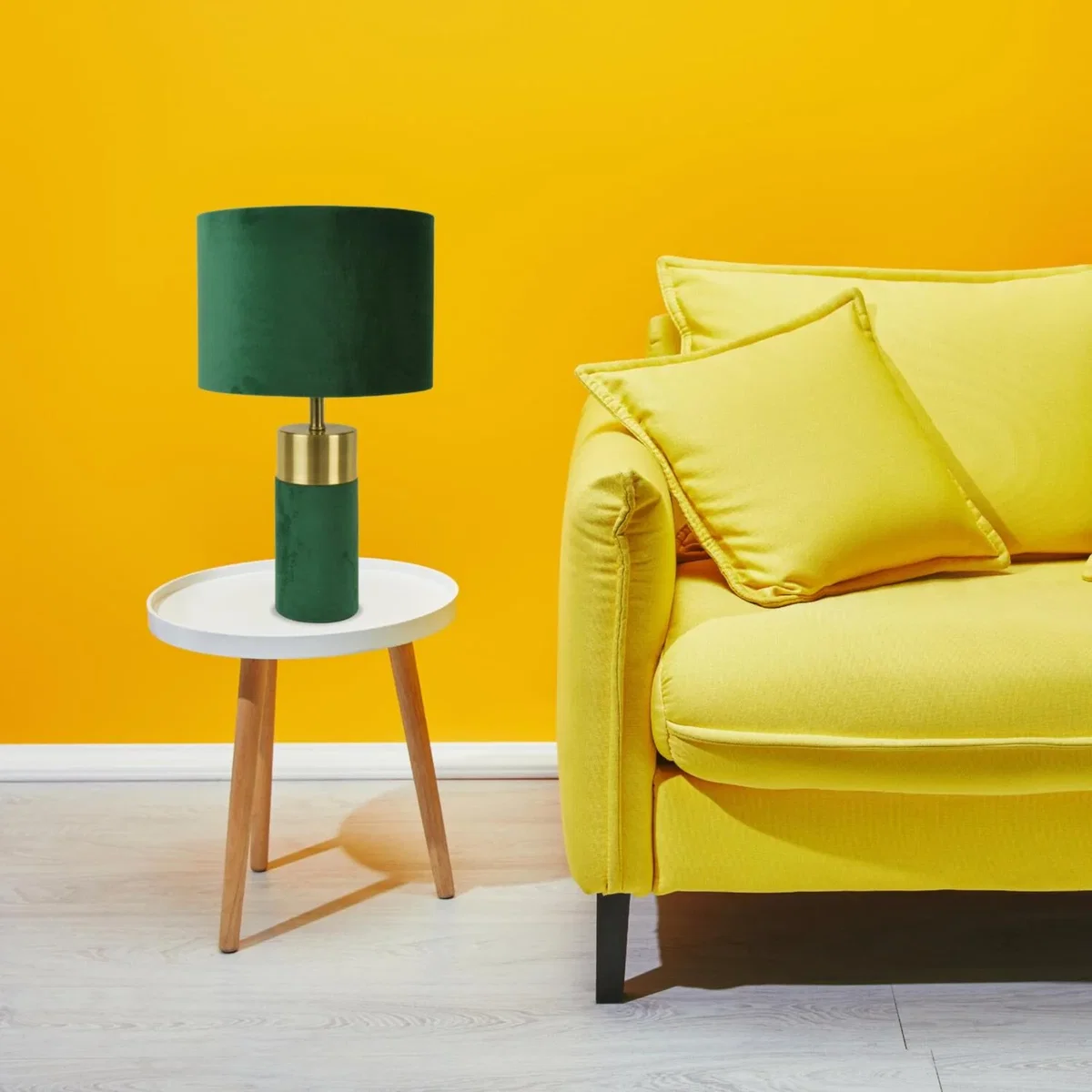 Green Velvet With Antique Brass Detail Table Lamp - Green – image 3