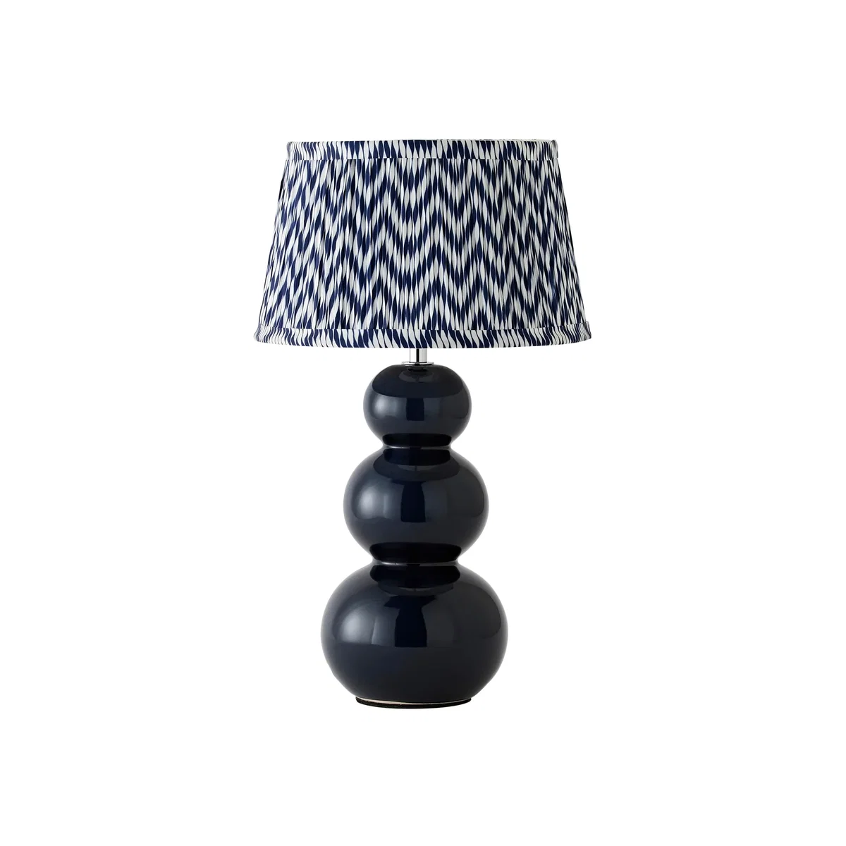 Edie Chevron Print Pleated Shade Ceramic Bobble Base Table Lamp - Navy / Yes - Navy / Yes – image 1
