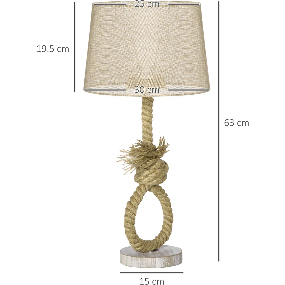 Nautical Bedside Lamp with E27 Bulb Base Lampshade - Beige, Brown – image 3