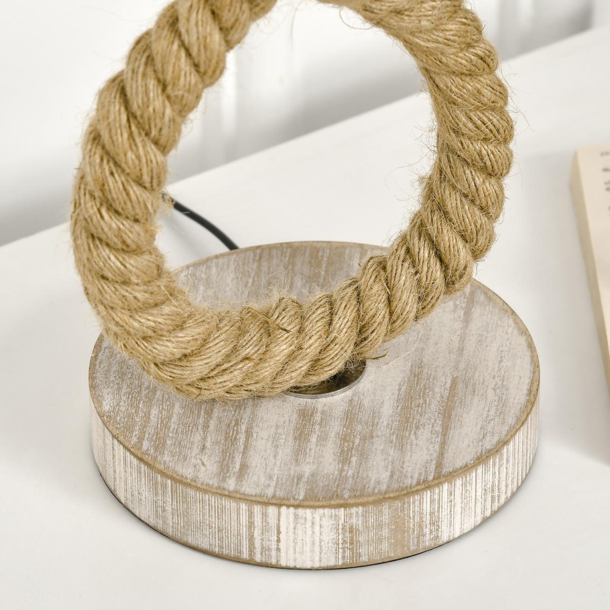 Nautical Bedside Lamp with E27 Bulb Base Lampshade - Beige, Brown – image 8