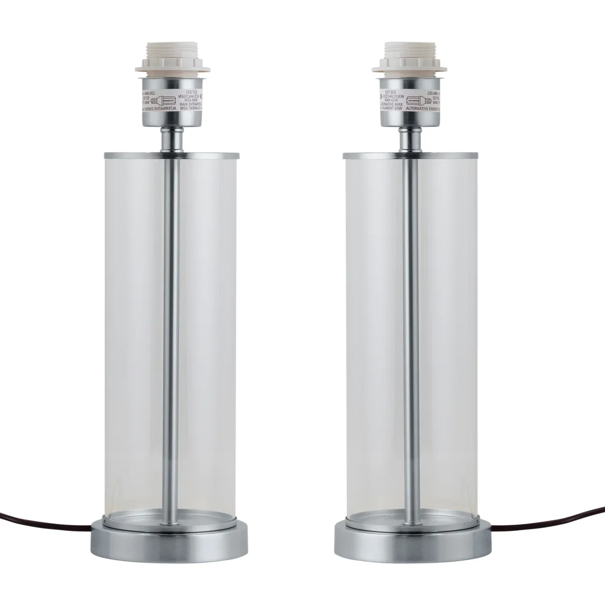 Set Of 2 Aura Base Only Table Lamps - Polished Chrome Plate With Clear Glass Detail – image 2