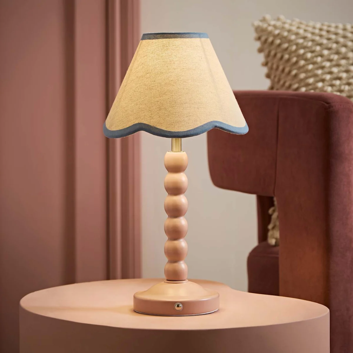 Bobble Pink Rechargeable Table Lamp Blue Shade - Pink – image 4