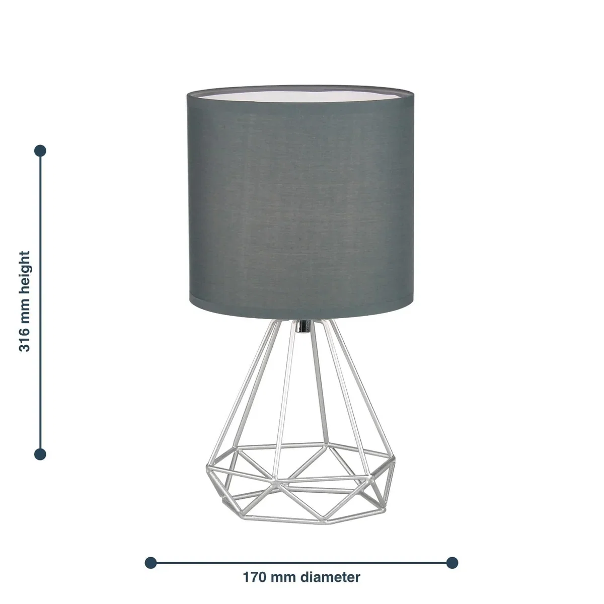 Set Of 2 Christie Silver Geometric Lamps - Silver & Grey – image 5