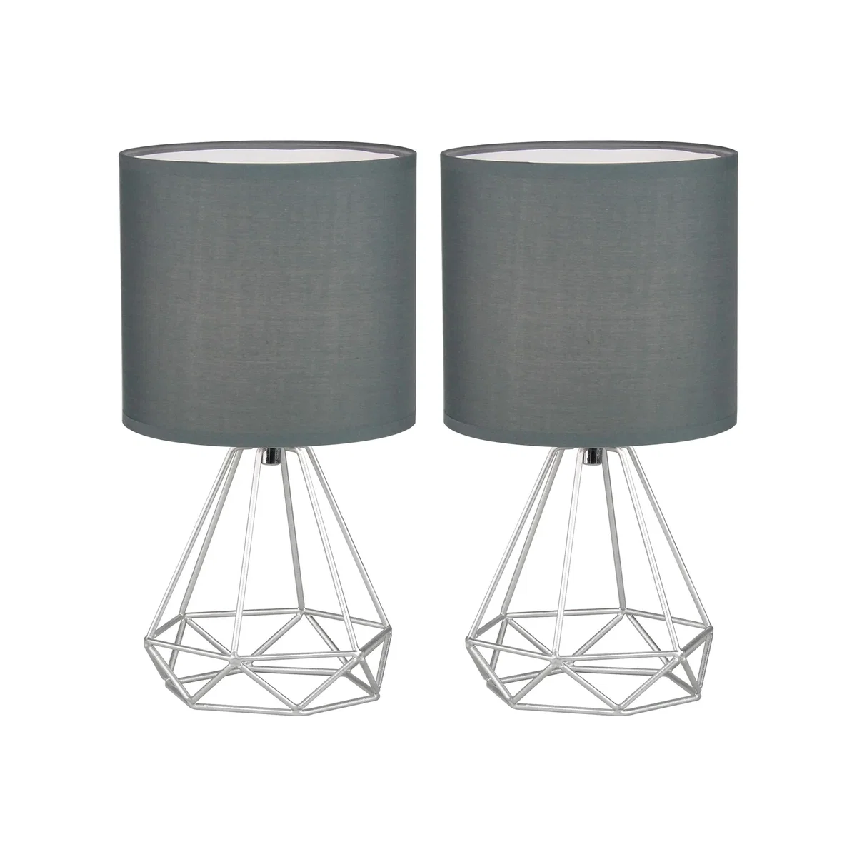 Set Of 2 Christie Silver Geometric Lamps - Silver & Grey – image 1